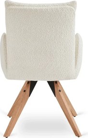 Zestaw Stół Rozkładany Ceramiczny LIZBONA 160-200 cm Dąb i 4 Krzesła WILLA Kremowe