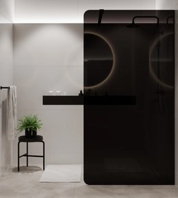 Ścianka prysznicowa WALK IN FIX czarna 8 mm MOLIS Black Round MASSI I Różne rozmiary : Kolor profili kabiny - czarny, Szerokość ścianki - 110 cm , Typ montażu - WALK in FIX (Do ściany)