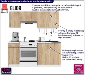 Zestaw szafek kuchennych dąb sonoma 180 cm Fibio