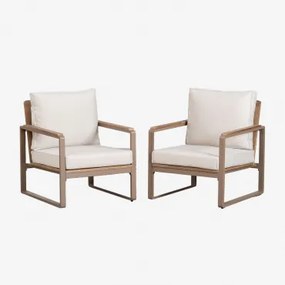 Zestaw 2 Foteli Z Aluminium I Drewna Akacjowego Giselle Szary Kret - Sklum