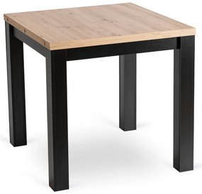 Zestaw Stół Kwadratowy Rozkładany MAX 80-160 cm Dąb Craft/Czarny i 6 Krzeseł Tapicerowanych CHRIS Beżowych Nowoczesnych