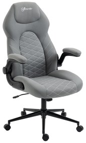 Vinsetto Krzesło Biurowe do Biurka Regulacja Wysokości Podłokietnik 3D 3 Poziomy Siateczka Szare | Aosom PL