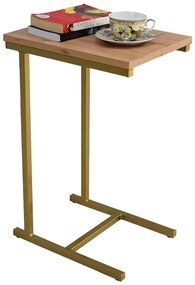Stolik pomocniczy z metalowym stelażem złoty + dąb artisan H3-K20