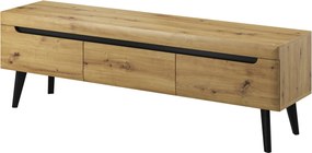 Szafka RTV stojąca NORDICO 160 cm do Salonu pod Telewizor 3 Szuflady - Dąb artisan