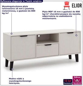 Kaszmirowa ryflowana szafka RTV na nóżkach P6-R32