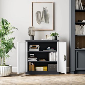 Szafka na akta osobowe BEATA, 900 x 930 x 400 mm, antracytowo-biała