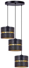 Potrójna lampa wisząca z czarno-złotymi abażurami M2-G28