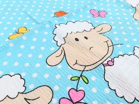 PrzytulneMieszkanie.pl PrzytulneMieszkanie.pl Krepa pościel do łóżeczka OVEČKI niebieskie Rozmiar pościeli: 45 x 65 cm | 90 x 135 cm