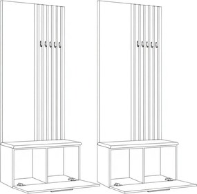 Masseno Garderoba MODULO 161,2/204/40 cm do Przedpokoju Nowoczesna Czarna