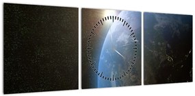 Obraz Ziemi z kosmosu (z zegarem) (90x30 cm)