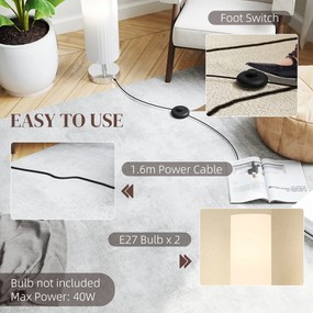 HOMCOM Lampa stojąca do salonu z abażurem z poliestru, 2 x E27 oprawka do sypialni 14 x 14 x 120 cm | Aosom PL