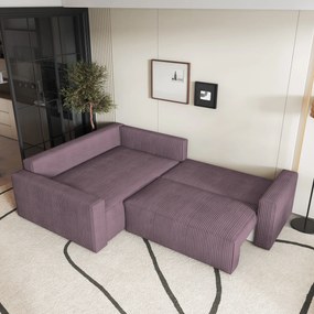 Masseno Narożnik ERONIS z funkcją spania i pojemnikiem na pościel Narozniki L, Rozkładana sofa - Wrzosowy, POSO 130