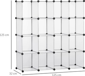 HOMCOM DIY system regałów sześcianu z drzwiami 16 kostek stojak stojący 125 x 32 x 125 cm
