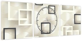Geometryczny abstrakcyjny obraz (z zegarem) (90x30 cm)