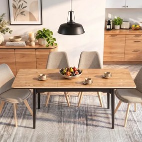 Stół Rozkładany Prostokątny SAMER 138-178 cm Ceramiczny Dąb/Czarny Loft
