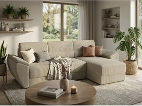 Rozkładany dwustronny narożnik do L TAVERO 251x140 cm, jasny beżowy