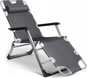 Leżak ogrodowy rozkładany Tossa DC01-GR-GR, poduszka szara, stelaż szary