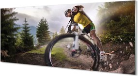 Panel szklany do Kuchni Rower w Górskiej Scenerii