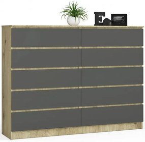 Nowoczesna komoda do salonu dąb artisan + grafit E6-B63