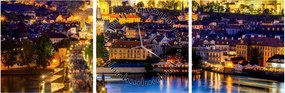Obraz - Most Karola, Praga, Czechy (z zegarem) (90x30 cm)