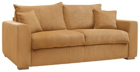 Musztardowa sztruksowa rozkładana sofa 225 cm Augustin – Bobochic Paris