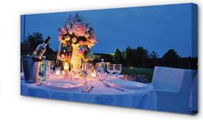 Fotoobraz na płótnie Kwiatowa Kolacja przy Winie