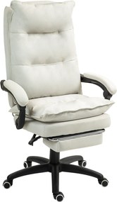 Vinsetto Krzesło Biurowe z Masażem, Fotel do Pracy z Funkcją Masażu, Regulowany Ergonomiczny Fotel Obrotowy, Nylon, Kremowy