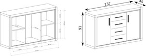 Komoda MALAGA 137 cm do Salonu Sypialni Dąb sonoma
