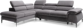 Masseno Narożnik MESTO z funkcją spania i pojemnikiem na pościel Narozniki L, Rozkładana sofa - Grafitowy, VOGUE 16