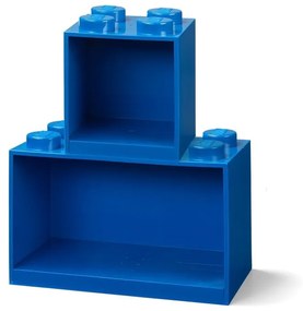 Zestaw 2 dziecięcych niebieskich półek ściennych LEGO® Brick