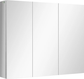 kleankin Szafka z lustrem, szafka łazienkowa, 3 drzwi lustrzane, 5 półek wewnętrznych, stal nierdzewna, Kolor: Srebrny, 70 x 12 x 55 cm