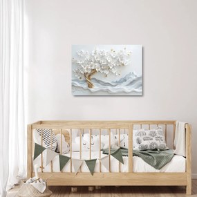 Obraz na szkle – Eleganckie drzewo życia 3D (70x50 cm)