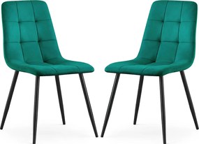 Zestaw 2 zielonych nowoczesnych krzeseł welurowych A7-B62