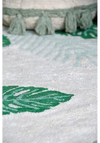 Zielono-kremowy bawełniany dywan dziecięcy tkany ręcznie odpowiedni do prania 140x200 cm Tropical Green – Lorena Canals