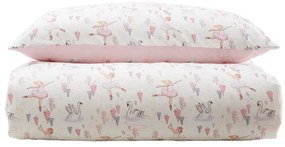 Biało-różowa bawełniana pościel dziecięca dwuosobowa 200x200 cm Ballerina – Belle & Boo