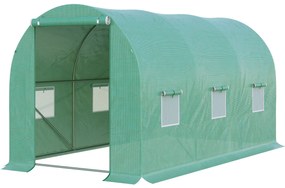 Outsunny Szklarnia Foliowa na Pomidory Zielona z Okienkiem 400x200x190cm | Aosom PL