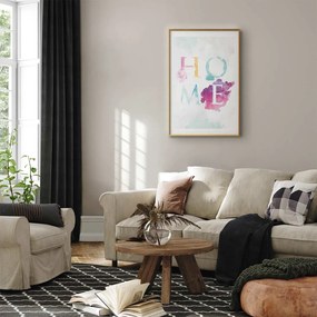 Plakat Tęczowe home 60x90 cm z ramą złotą z marginesem ARTGEIST B