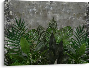 Obraz - Betonowa ściana z roślinami (70x50 cm)
