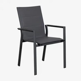 Zestaw 4 Sztaplowanych Krzeseł Ogrodowych Z Podłokietnikami Z Aluminium Karena Grafitowa Szarość - Sklum