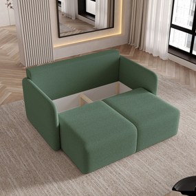 Masseno Sofa SUVI II z funkcją spania i pojemnikiem na pościel, Rozkładana sofa - Zielony, QUELLE 37