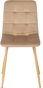 Krzesło Tapicerowane do Jadalni FREDY Beżowe Welurowe Nowoczesne Loft