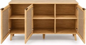 Komoda Calviro - w kolorze dąb artisan/czarny, nowoczesna, wykonana z płyty meblowej, posiada plecione wstawki