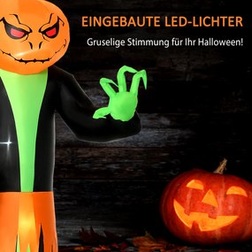 HOMCOM nadmuchiwana dynia dekoracja na Halloween samopompująca duch z oświetleniem LED poliester zielony+czarny 100 x 96 x 270 cm