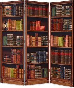 Parawan pokojowy 3-częściowy 135x172 Dwustronny dekoracyjny vintage klasyczny Brązowy Stara Angielska Biblioteka