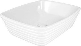 Umywalka ceramiczna nablatowa biała prostokątna ryflowana 50 x 38 cm NUMA