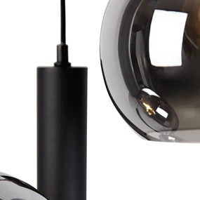 Nowoczesna lampa wisząca czarna z przydymionym szkłem 3-źródła światła - Clayton Nowoczesny Oswietlenie wewnetrzne