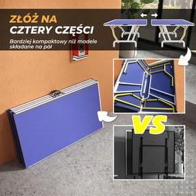 SPORTNOW Stół tenisowy składany z akcesoriami rakietki piłki siatka niebieski 274x152x76 cm | Aosom PL
