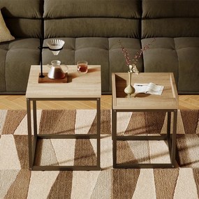 Stolik kawowy ława stół zestaw stolików 2w1 loft industrialny jasny brąz