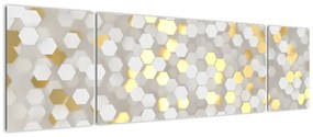 Obraz - Złoto - białe sześciokąty (170x50 cm)