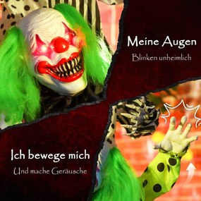 Outsunny Układane w stos animatroniczne klauny Halloween z czerwonymi świecącymi oczami do rekwizytów na imprezy wewnątrz | Aosom PL